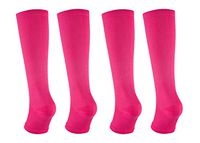 2Pair Open Toe Compression Knee High Anti-Fatigue Sock Calf Support Stocking (L/XL, Rose + Rose)