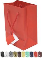 Novel Box® Red Matte Laminated Euro Tote Paper Gift Bag Bundle 4.75"X3.25"X6.75" (10 Count) + NB Cleaning Cloth