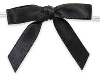 6ct. Pre-Tied Black 2" Satin Gift Bows Wire Ties Ready-to-Use 3/8" Ribbon