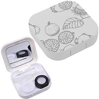 Portable Contact Lens Case Box Travel Kit Mirror + Bottle + Tweezers Container Holder [ Rambutan Longan Lychee Tropical Fruits ]