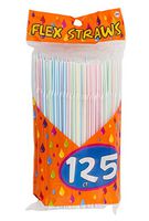 Items 4U! 125 Flex Straws, Stripe, Assorted Colors, 3-pack (375 Straws)