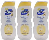Dial Baby Body + Hair Wash, Fragrance Free, 12 Fluid Ounce (Pack of 3)
