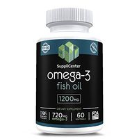 SuppliCenter Omega 3 Fish Oil Extra Strength 1200mg, Non-GMO, High EPA, High DHA 60 Count (60)