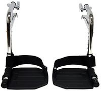 Heavy Duty Chrome Wheelchair Footrests with Black Aluminum Footplates & Heel Loops (Pair), 1-3/8" Pin Spacing Fits Most Newer Medline, Drive, Invacare, E&J, ALCO & Other Manual Wheelchairs