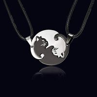 2pcs/set Fashion Jewelry Necklaces Black White Couple Necklace Cat Pendants Prom Beautiful Bright Cute Stylish For gift Simple Lovely Cheap Elegant Jewerly