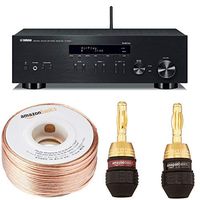 Yamaha R-N303BL Stereo Receiver with Wi-Fi Bluetooth & Phono Black, Works with Alexa with 16-Gauge Speaker Wire - 100 Feet and Banana Plugs - 6 pairs