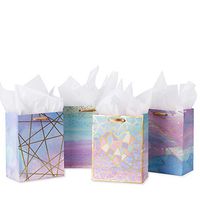 Loveinside Medium Size Gift Bags-Colorful Marble Pattern Gift Bag with Tissue Paper for Shopping,Parties,Wedding, Baby Shower, Craft-4 Pack-7" X 4" X 9"