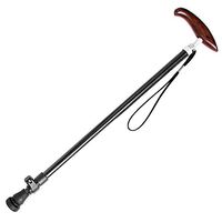 Telescopic Stick Outdoor Antiskid Cane Wooden Handle Carbon Fiber Stick Black Expansion Crutch Adjustable Height 60~98Cm Cane