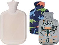 WINNPRIME Hot Water Bottle 2 Liters, Natural Rubber Hot Water Bag with 2 Replaceable Soft Fleece Covers, Great for Pain Relief, Hot Compress and Heat Therapy