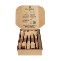 WoodAble Disposable Wooden Forks | Alternative to Plastic Cutlery - Replacements - Biodegradable (100 Count)
