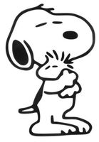 Snoopy Hugging Woodstock The Peanuts Decal Vinyl Sticker|Cars Trucks Vans Walls Laptop|BLACK |5.5 in|CCI378