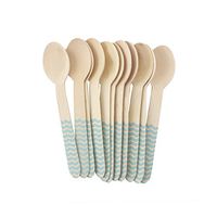 Youmewell Disposable Wooden Cutlery Blue Chevron Wooden Spoons 108 Count