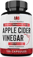 Organic Apple Cider Vinegar Capsules (120 Capsules | 1500 mg) with Prebiotics | Apple Cider Vinegar Pills | Fiber Supplement for Immune Support & Gut Health