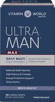 Vitamin World Ultra Man Max Daily Multi for Men 75mg High B Complex, 180 Caplets
