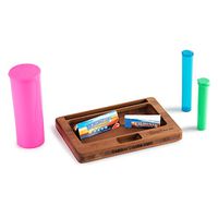 6 Item Bundle - Beamer Juju Bamboo Rolling Tray, 60 DR Pop Top Jar, Large Beamer Squeeze Tube, Small Beamer Squeeze Tube, Elements 1 ¼ Rolling Paper, 1 Elements Tips