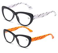 SOOLALA Womens Cat Eye Reading Glasses Hit Colors Eye Glass Frame, OraWhite, 0.5