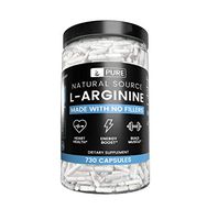 100% Pure L-Arginine, 6-Month Supply, 730 Capsules, No Magnesium or Rice Fillers, Nitrous Oxide Booster, Made in US, Non-GMO, Gluten-Free, 1060 mg Extra Potent & Natural L-Arginine