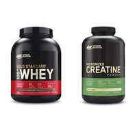 OPTIMUM NUTRITION Gold Standard Whey Protein Powder, Double Rich Chocolate with Micronized Creatine Monohydrate Powder, Unflavored, Bundle Pack