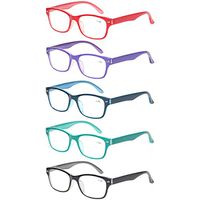 Reading Glasses 5 Pairs Men and Women Readers Flexible Spring Hinge Glasses for Reading (5 Pack Mix Color, 0.50)