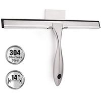 TopCharm Shower Squeegee for Shower Doors, Squeegee Shower Cleaner 14 Inch for All Purpose Mirror Car Glass Window Bathroom Squeegee for Shower with Hook and 6.8 Inch Long Handle, Stainless Steel