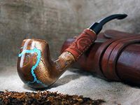 Long Tobacco Smoking Pipe Lightning with Gemstone Turquoise, Exclusive Wood Pipe, Smoking Bowl, Wood Carved Smoking Pipes, Christmas Gift
