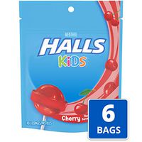 Halls Kids Cherry Cough and Sore Throat Pops - for Children - 60 Pops (6 bags of 10 Pops)