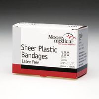 Moore Medical Adhesive Bandages 3/4" X 3" Sheer Plastic Strips - Box of 100