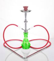 2 hose 21" Yemen Green Hookah Shisha Nargila water glass vase pipes smoke sale