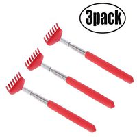 3-Pack Red Telescopic Back Scratchers/Hand Massager with Soft Rubber Handles