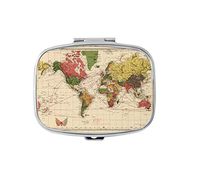 TrinaDoo Antique World Map Custom Personality Classic Square Pill Box Pill Case Medicine Organizers or Purse Design