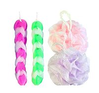 Set of 4 Long Strip Rubbing Back and Bath Ball Combination Shower Tools,A