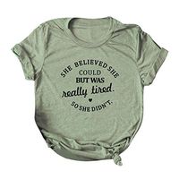 〓VigorY〓Womens Short Sleeve Letter Fashion Blouse Tops Tee Graphic Tee Christian Shirts Tops Stretch Crewneck T-Shirt