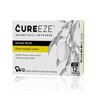 Portable Motion Sickness and Nausea Relief - 12 Pack Lemon Scented Essential Oil Nose Clips - All Natural Aromatherapy Remedy for Hangover Symptoms, Morning Sickness, Dizziness - (1 Pack of 12 Clips)