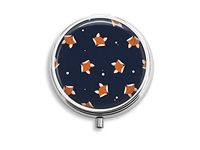 Cute Fox Pill Box Pill case Round Pill Box case Pill Box for Pocket or Purse - Three-Compartment Pill Box/Pill case