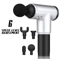 YGOMY Percussion Massage Gun, Handheld Vibration Deep Tissue Muscle Electric Gun Massager Quiet Brushless Motor with 4 Massage Heads and 6 Adjustable Speed Vibration Cordless for Athletes (Silver)