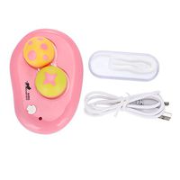 Automatic Contact Lens Washer Cleaner USB Ultrasonic Case Container Cute Mashroom Design Yellow Pink Green(Pink)