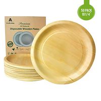 Disposable Wooden Plates Dinner Plates | Eco-Friendly, Compostable and Biodegradable Party Plate Set | Heavy-Duty Dinner Plates for Wedding, Catering, Camping, Parties, and Events ( 10 1/4" 50 pcs)