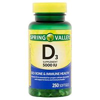 Spring Valley Vitamin D3 Softgels, 5000 IU, 250 Count Bottle