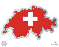 GT Graphics Switzerland Map Flag Country Shape - 3" Vinyl Sticker - for Car Laptop I-Pad Phone Helmet Hard Hat - Waterproof Decal