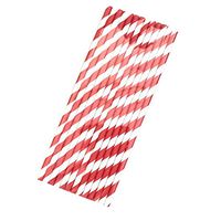 Freesa Creative Holiday Bar Milk Tea Juice Drink Straw 25pcs Disposable Drinking Straws Home Bar Party Cocktail Drink Straw Striped Paper Straw Disposable Kraft Paper Straw (RED)
