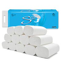 Soft Wood Pulp Toilet Paper 4-PLY Thick 12 Rolls for Home, Cafe, Shop, Restaurant