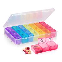 Pill Organizer, Fu Store Large Weekly Pill Box, BPA Free 7 Day Pill Case 3 Times a Day for Vitamin, Fish Oil, Supplements - Rainbow