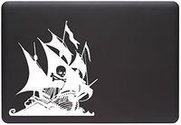 Yadda-Yadda Design Co. Pirate Ship Skull and Crossbones - Vinyl Decal for Laptop | MacBook | Appliances (6.5" w x 6.75" h) (Variations Available) (Sailing Right, White)