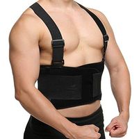 CROSS1946 Industrial Work Back Support Men Women-Suspender Back Brace for Lifting-Adjustable Double Pull Strap Lumbar Lower Back Support Belt-Sewn-on Suspenders Black M
