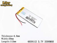 3.7V 3300mAh 4659112 Lithium Polymer Ion Rechargeable Battery Lithium Polymer Li-Po Battery for MP4 GPS MP3 Bluetooth Stereo DIY Gift