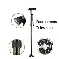WW Multi-Functional Smart Elderly Walking Stick Aluminum Alloy with Alarm Telescopic Folding Outdoor Crutches, C
