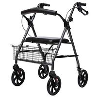 Walkers Elderly with A Four-Wheeled Rehabilitation Auxiliary Armrest Travel Shopping Trolley Gift (Color : Black, Size : 6760cm)