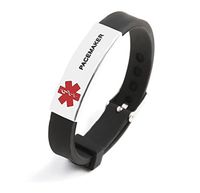 AOMZO JEWELRY Surgical Steel and Rubber Medical Alert ID Bracelets Engraved with PACKMAKER Adjustable Size