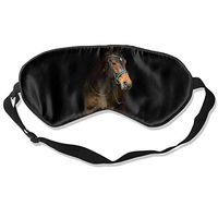 100% Silk Sleep Mask Eye Mask Animals Horses Print Soft Eyeshade Blindfold with Adjustable Strap for Sleeping Travel Work Naps Blocks Light