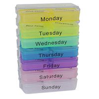 Aurelie Weekly Pill Organizer AM PM - 4X /Day 7 Days Compartments Pill Box for Tablets Capsules Fish Oil Vitamin Supplements and Medications Pill Case